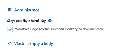 Jednoduché rozhraní pluginu WP Admin Studio