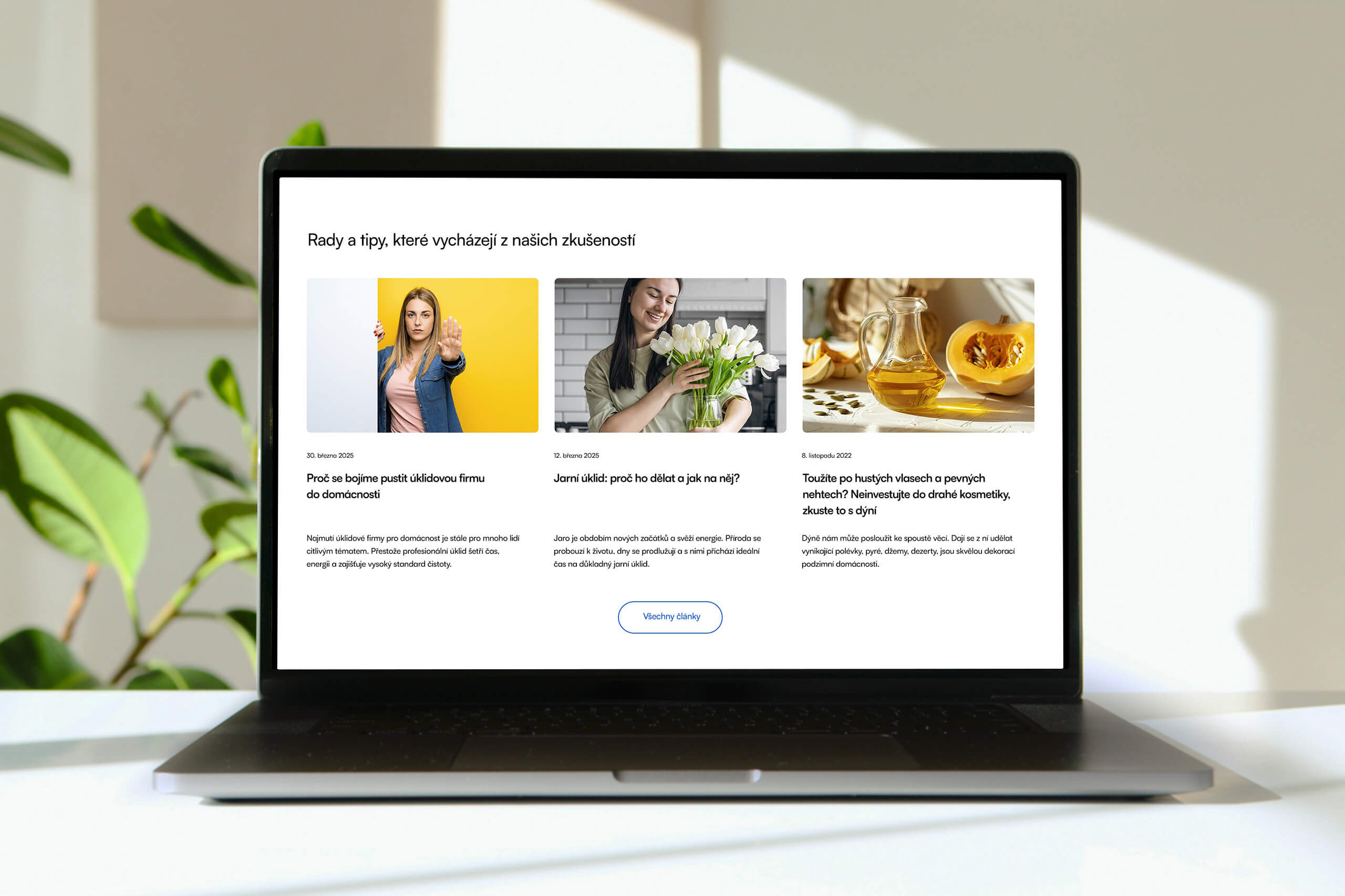 Nová struktura webu úklidové firmy 2tahy