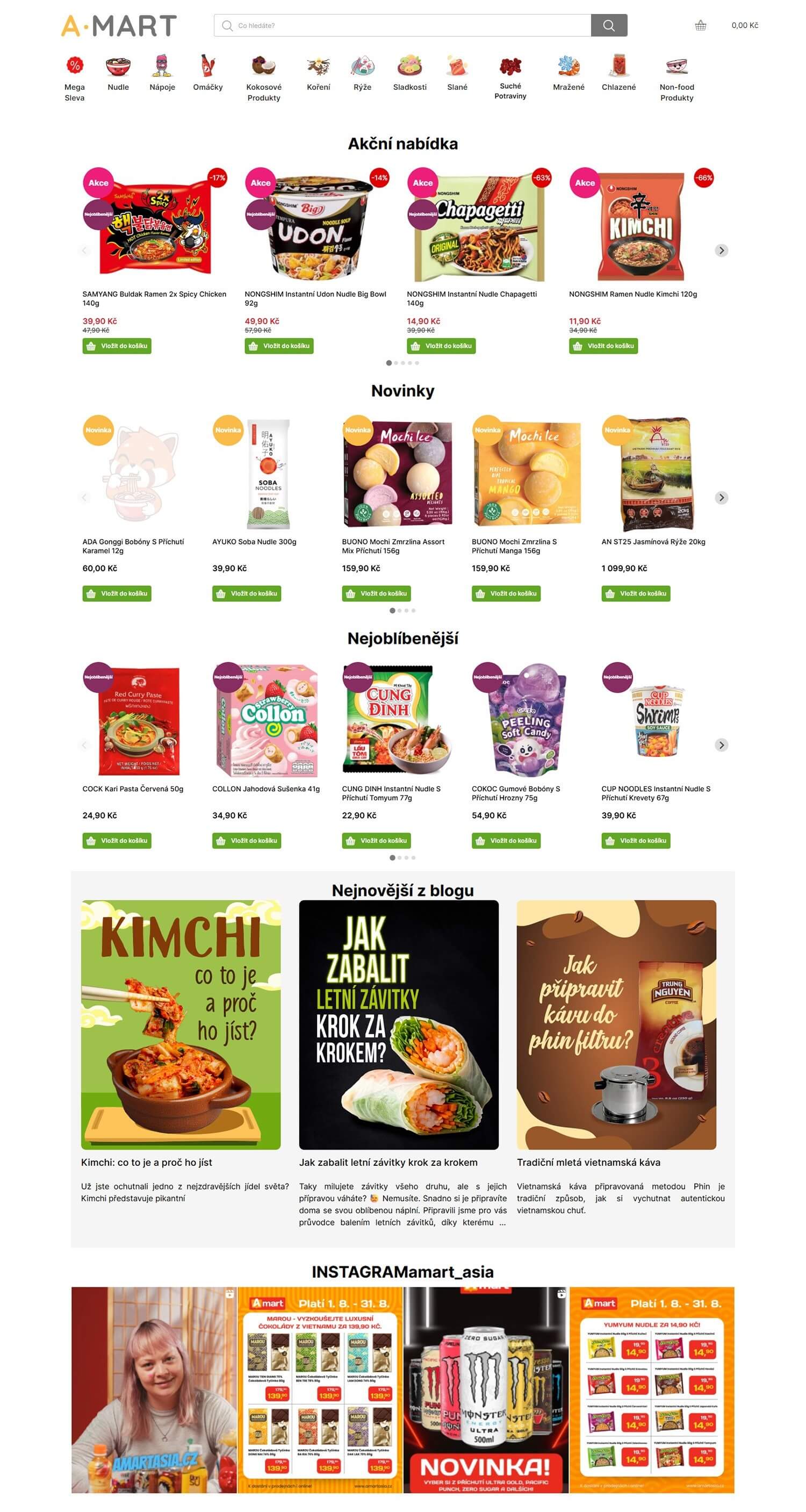 Původní přeplněná homepage e-shopu AmartAsia