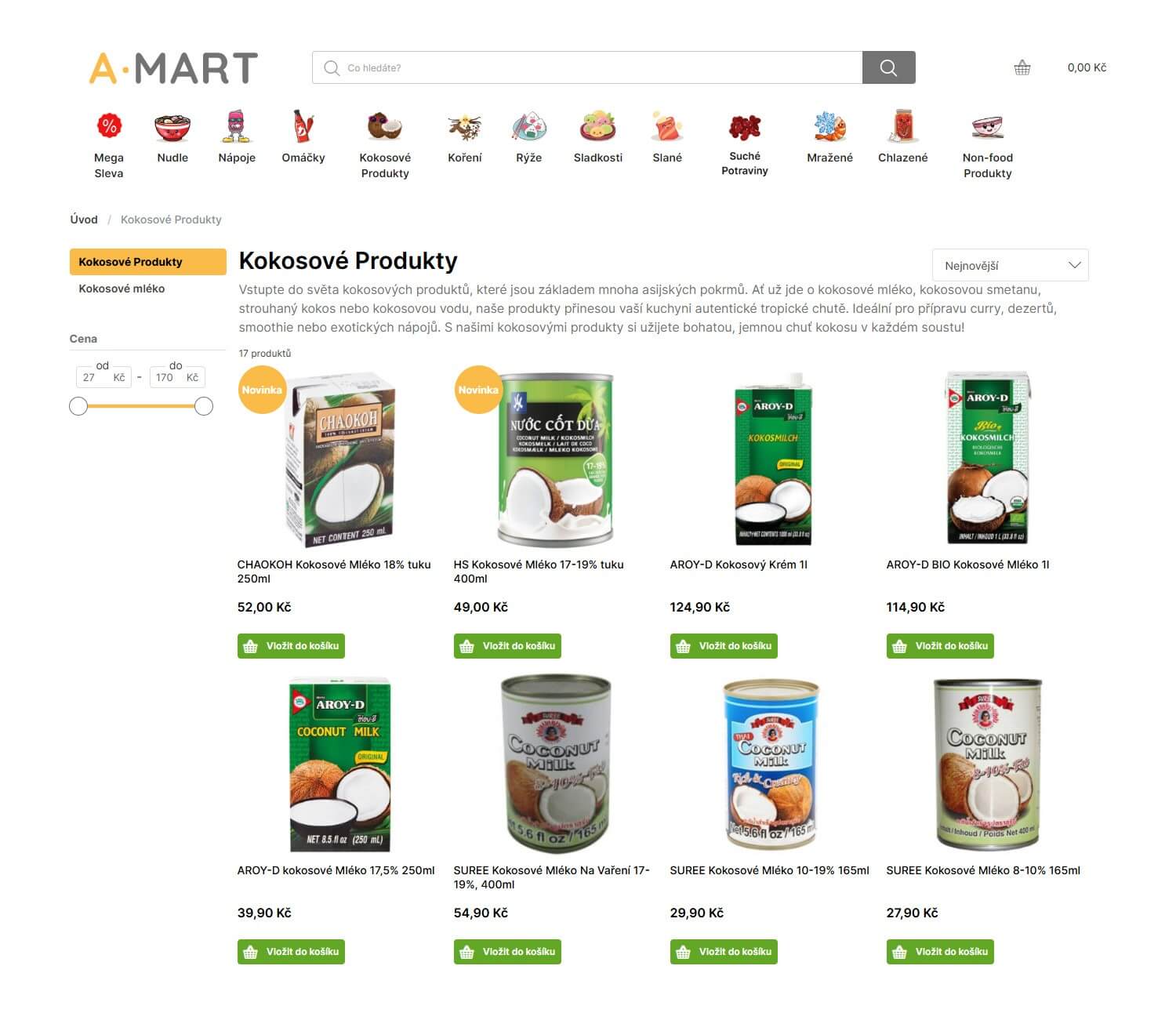 Původní výpis produktů AmartAsia