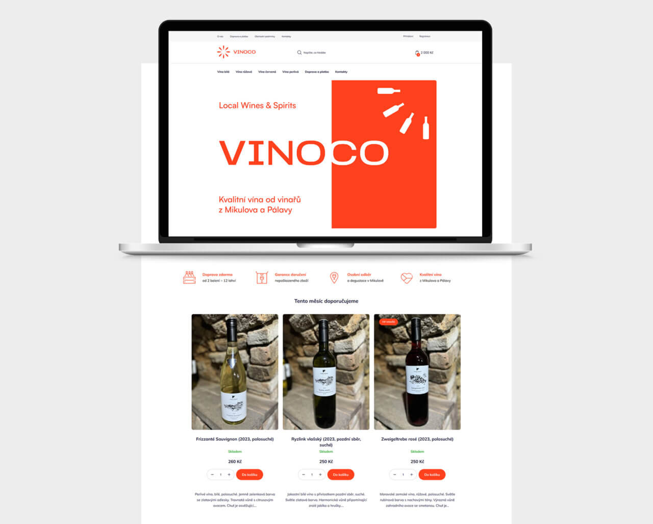 Mobilní zobrazení e-shopu VINOCO
