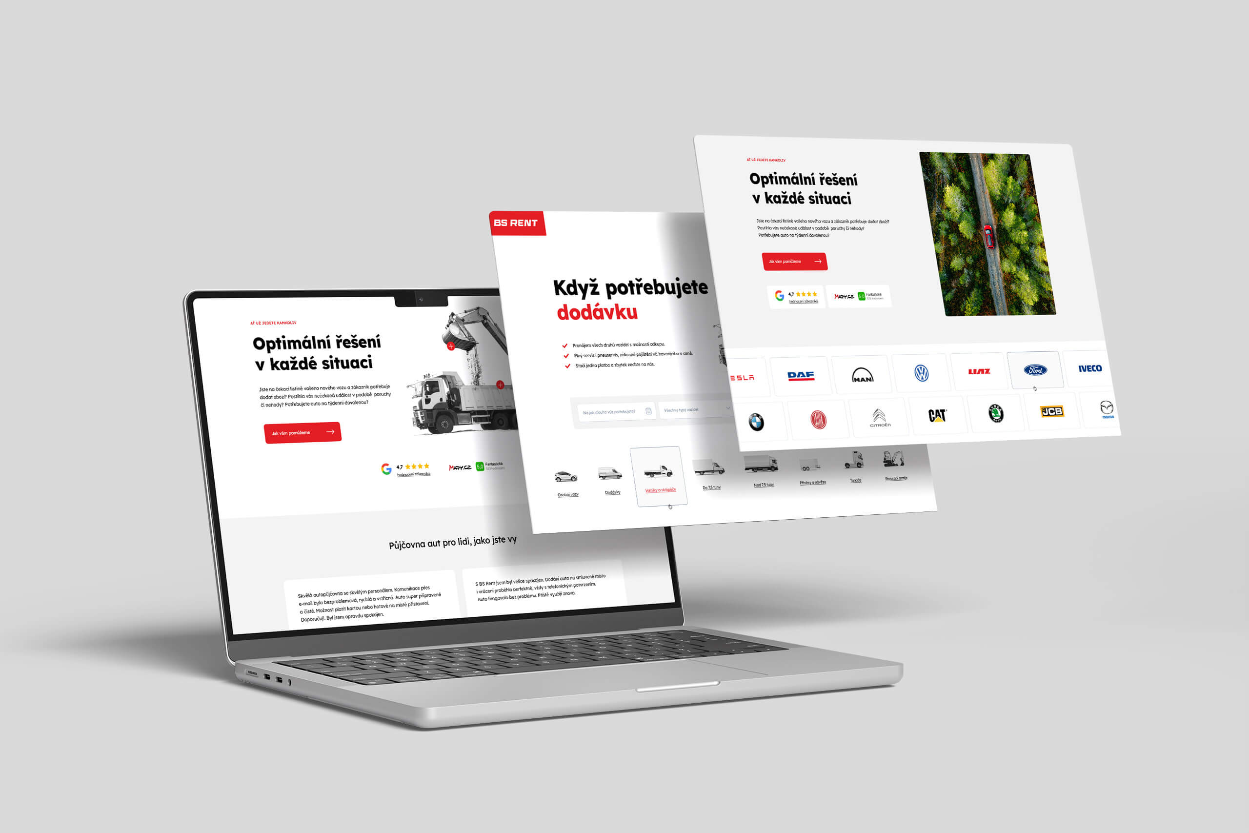 Přehled vozidel na webu BSRent